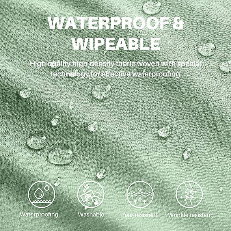 IVAPUPU Textured Linen Table Cloth for Rectangle Tables - Sage Green Tablecloths Rectangular Waterproof Wrinkle Free Wipeable Dining Table Cover for Spring Easter Decor Wedding Birthday, 52 x 70 Inch - Image 2