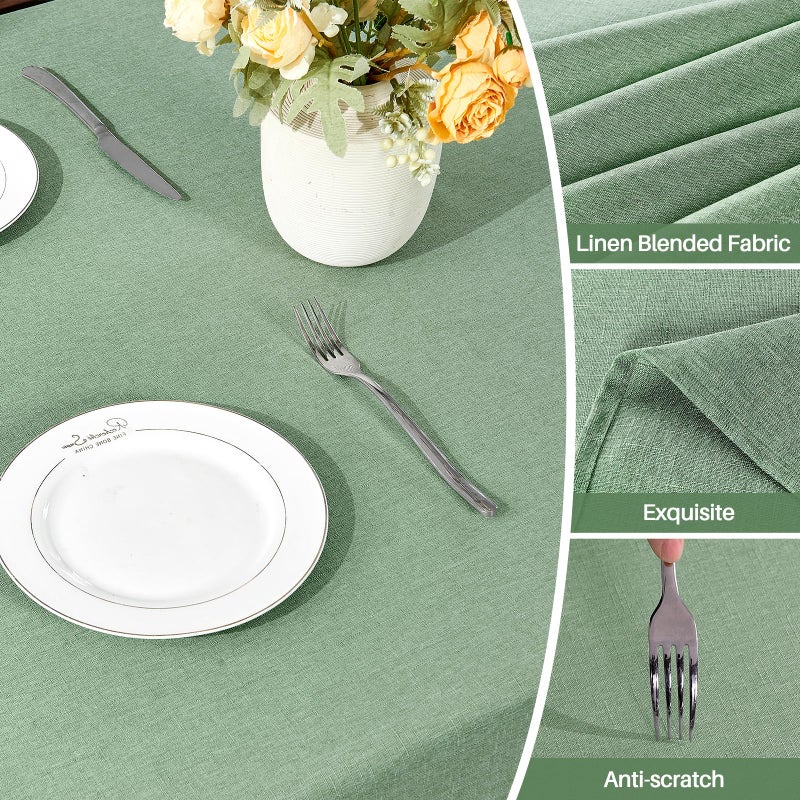 IVAPUPU Textured Linen Table Cloth for Rectangle Tables - Sage Green Tablecloths Rectangular Waterproof Wrinkle Free Wipeable Dining Table Cover for Spring Easter Decor Wedding Birthday, 52 x 70 Inch - Image 3