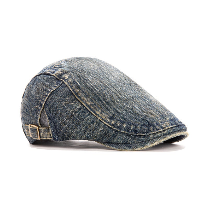 Vintage Denim Newsboy Cap Oversized Painter Cap Cotton - Image 3