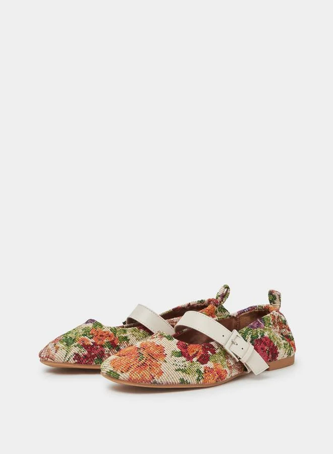 Styli Beige Printed Ballerina Shoes for Women | Best Price UAE