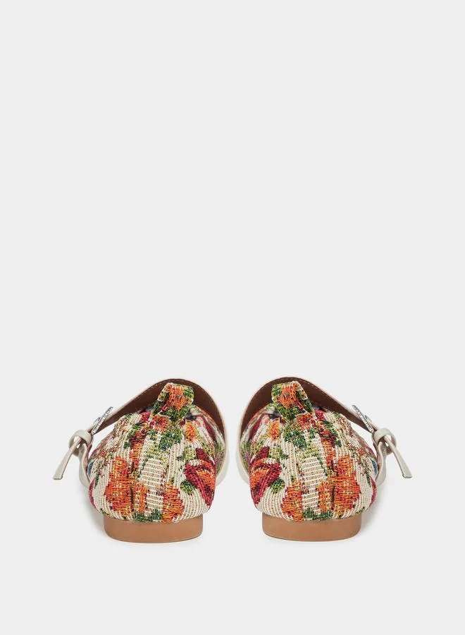 Styli Beige Printed Ballerina Shoes for Women | Best Price UAE