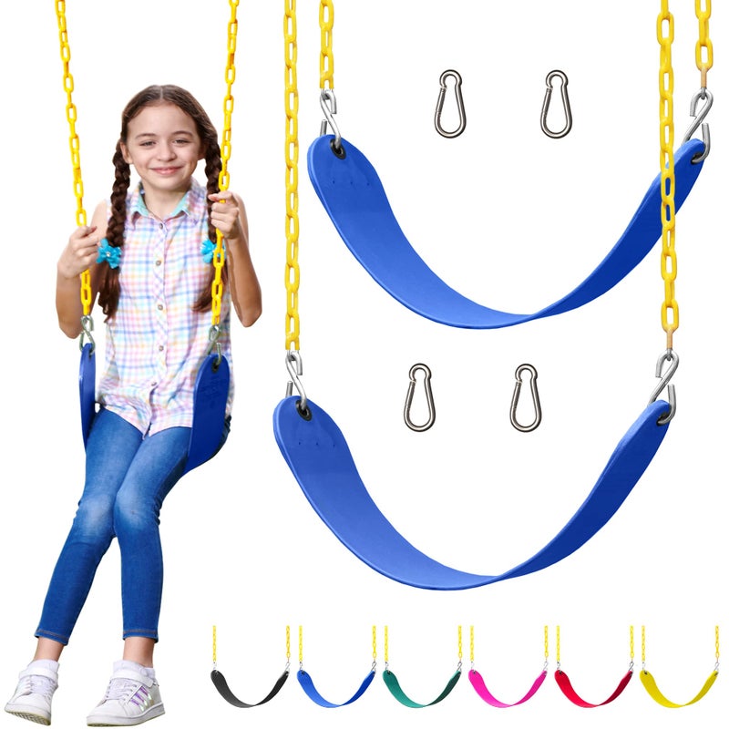 Jungle Gym Kingdom Swings for Outdoor Swing Set  Pack of 2 Swing Seat Replacement Kits with Heavy Duty Chains  Backyard Swingset Playground Accessories for Kids Blue - Image 2