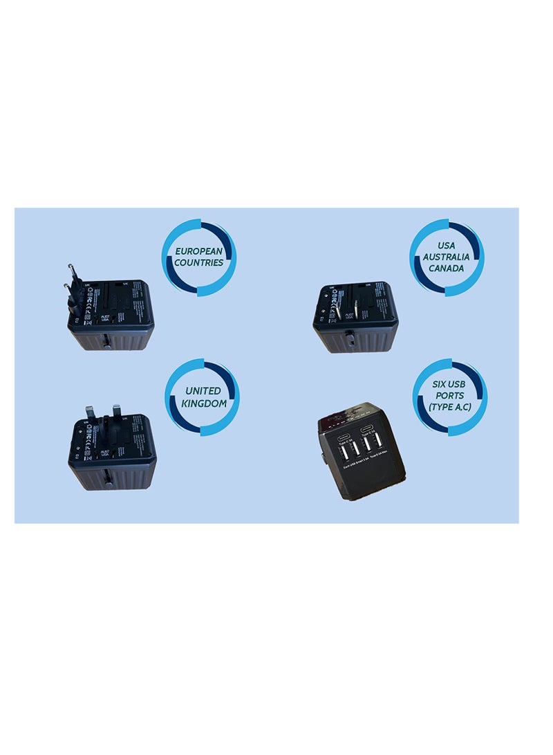 Universal Travel Adapter Plug World Power with 4 USB and 2 Type-C Ports  - Image 2