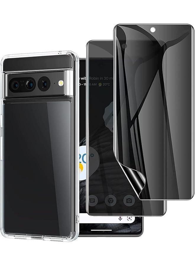 erorex Privacy Screen Protector For Google Pixel 7 Pro With Clear Tpu Case Shockproof 4 Corners Air Bag For Pixel 7 Pro Cover Case - Image 1