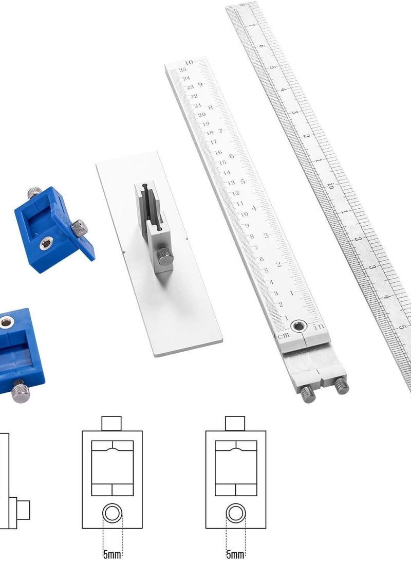 GGOOT Cabinet Hardware Jig Adjustable Punch Locator Drill Guide Template Measuring Tool Woodworking Drill Guide Tool Handle jig for Kitchen cupboards(Aluminum with Steel)  - Image 4