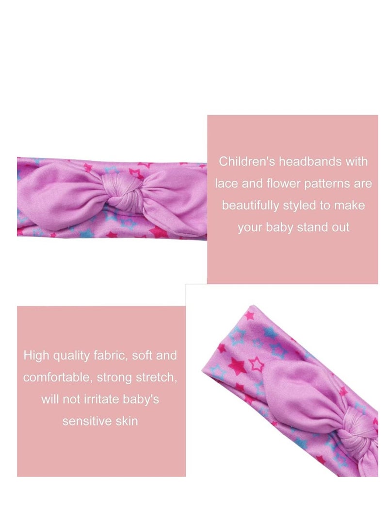 Baby Headband Cotton, Baby Headband Cotton Elastic,  Baby Girl Cotton and Synthetic Headbands, Print Floral Hair Band Bow-knot, for Newborn Baby, Toddlers, 3 Pcs - Image 3