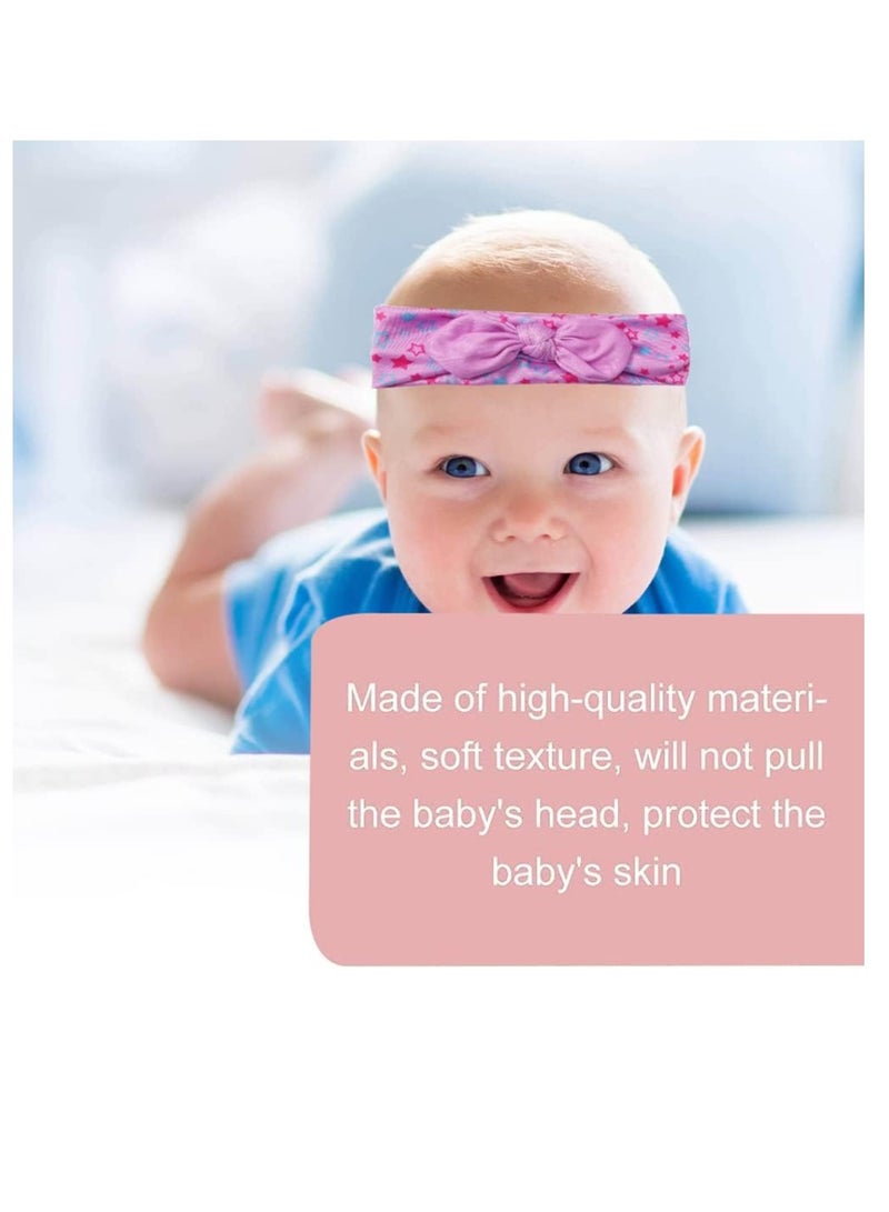 Baby Headband Cotton, Baby Headband Cotton Elastic,  Baby Girl Cotton and Synthetic Headbands, Print Floral Hair Band Bow-knot, for Newborn Baby, Toddlers, 3 Pcs - Image 4