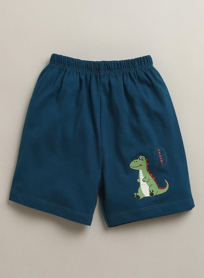BUMZEE Baby Boys Cotton Half Sleeves Animal Print T-Shirt & Short Set Off White & Teal - 6-12 Months (Peb11267C-owt) - Image 4