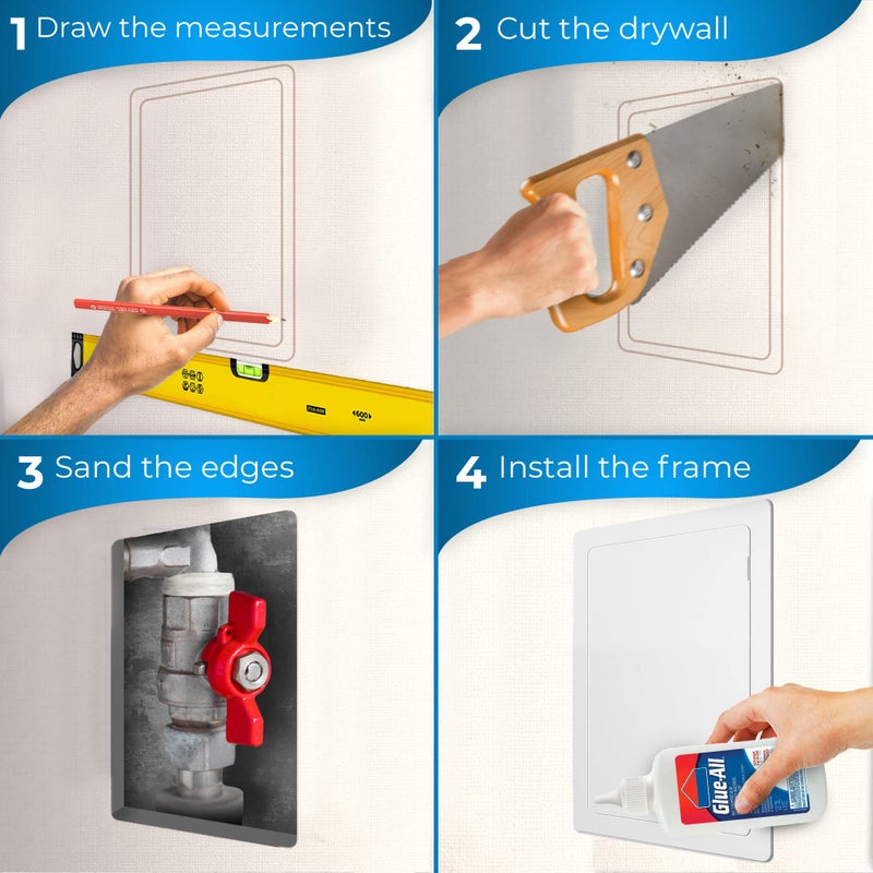 BOZZON Access Panel for Drywall - 4 x 6 inch - Wall Hole Cover - Access Door - Plumbing Access Panel for Drywall - Heavy Durable Plastic White - Image 3