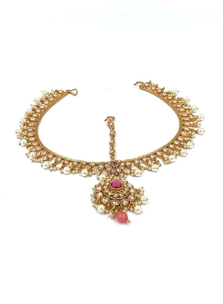Gohona Bollywood Style Head Chain Jewellery Matha Patti - Image 2