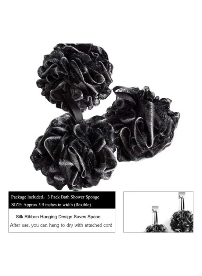 3-Pack Bath Shower Sponge Exfoliating Pouf Loofahs - Image 2