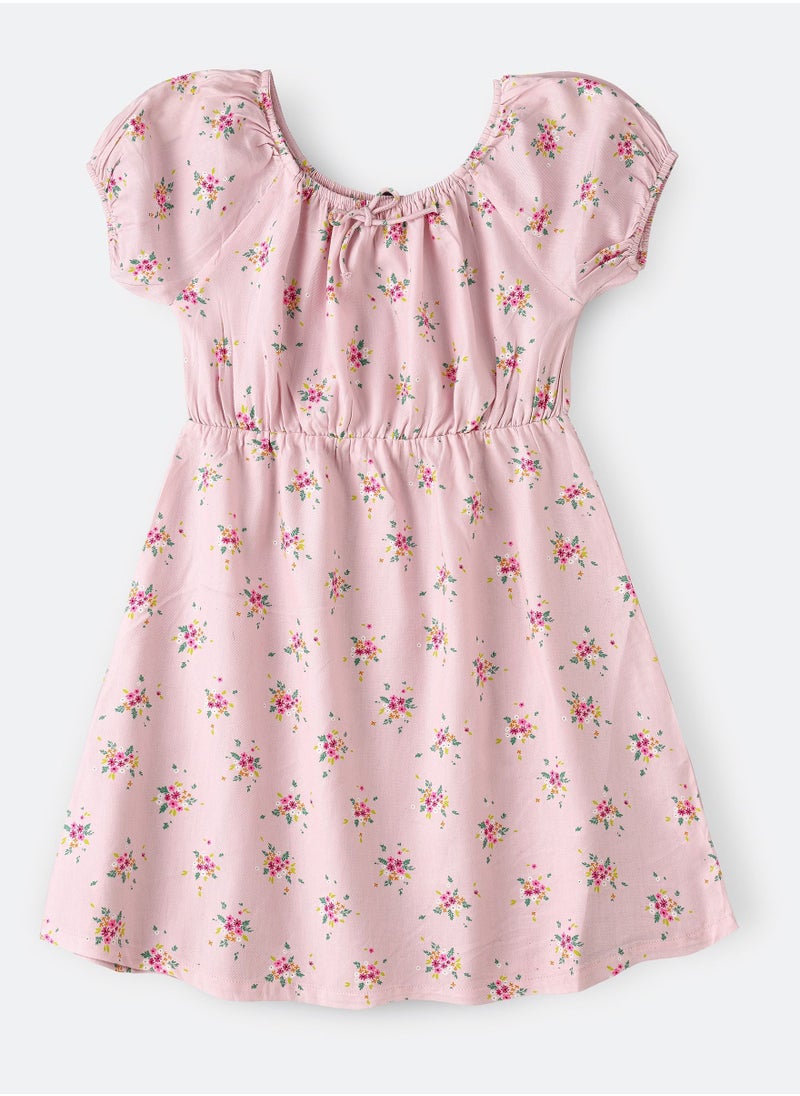 Jelliene Aop Pink Woven Dress  - Image 1