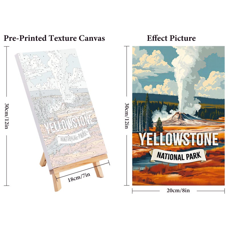 Fountor 4 Pack Framed Paint by Numbers Kit for Adults Beginners with Wooden Easel, National Park Paint by Number Kit with Frame, Landscape Painting by Numbers for Home Wall Decor 8x12 inch - Image 3