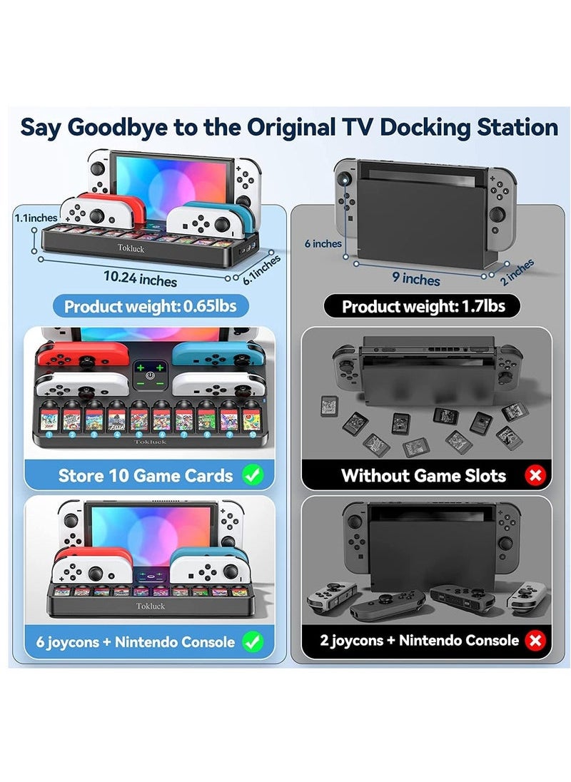 Generic - TV Docking Station with 10 Game Slots for Nintendo Switch & Switch OLED, Switch Base Station Dock with 4K HDMI Switch TV Adapter, Portable Switch Dock Replacement with 2 USB 3.0 Port - Image 1