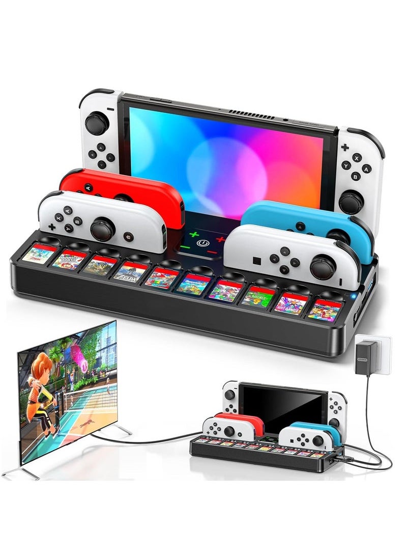 Generic - TV Docking Station with 10 Game Slots for Nintendo Switch & Switch OLED, Switch Base Station Dock with 4K HDMI Switch TV Adapter, Portable Switch Dock Replacement with 2 USB 3.0 Port - Image 1