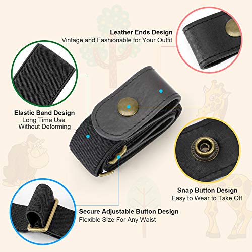 WHIPPY Buckle Free Elastic Kids Toddler Belt, No Buckle Stretch Adjustable Belts for Girls Boys Back to School Supplies (Black, Suit Pants Below 24 Inches) - Image 3