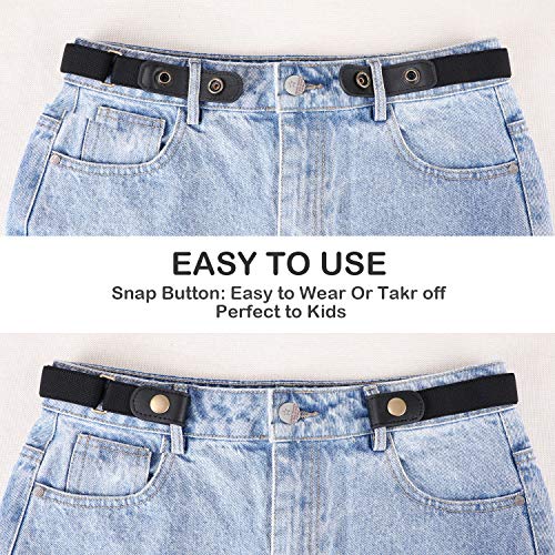 WHIPPY Buckle Free Elastic Kids Toddler Belt, No Buckle Stretch Adjustable Belts for Girls Boys Back to School Supplies (Black, Suit Pants Below 24 Inches) - Image 2