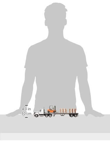 New-Ray 16643 Newray 1: 43 Long Haul Trucker - International Lonestar Flatbed with Forklift & Pallets, White,unisex-children - Image 2