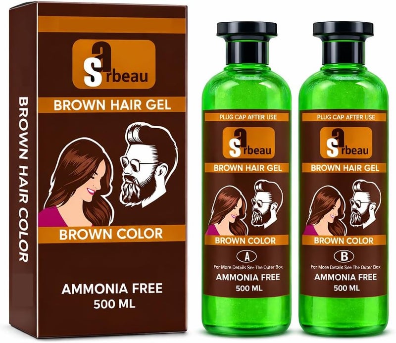 Sarbeau Fruit Vinegar Hair Colour, New Dark Brown, 500ml x 2 Bottles, Professional Hair Dye Set - Image 1