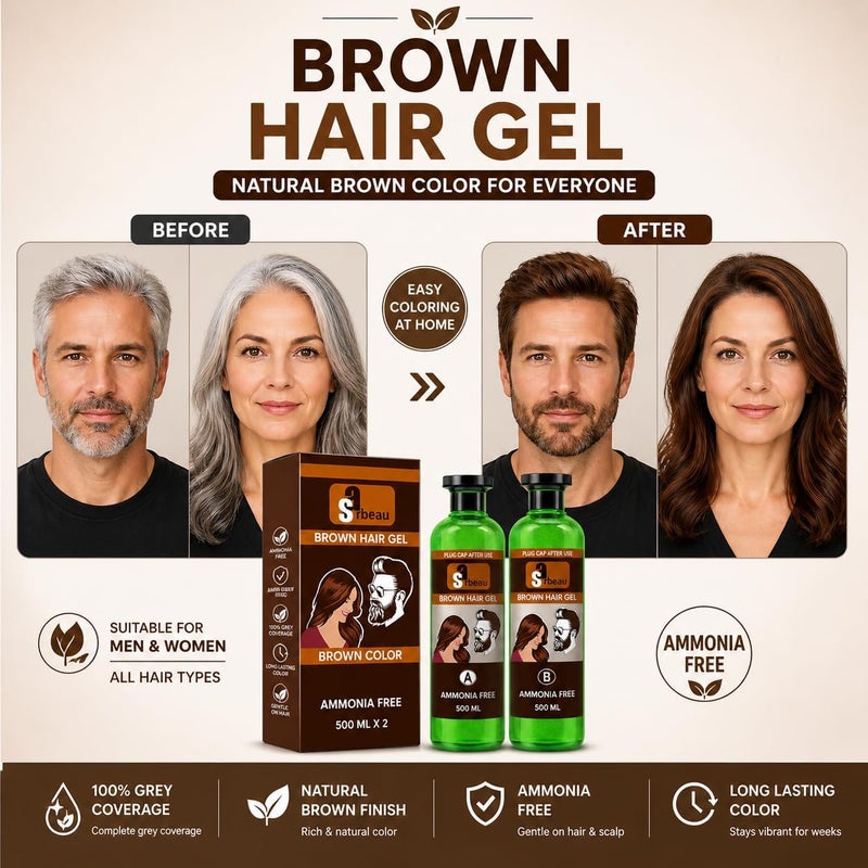 Sarbeau Fruit Vinegar Hair Colour, New Dark Brown, 500ml x 2 Bottles, Professional Hair Dye Set - Image 2