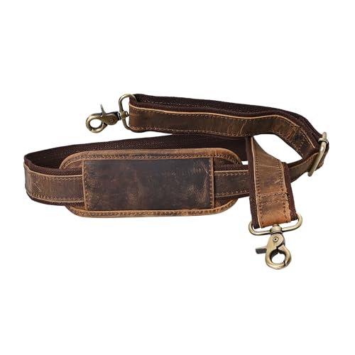 Autentico Leather Autentico Premium Tan Leather Travel Bag Strap Adjustable Replacement Shoulder Strap Extra Wide Padded Design for Weekenders, Carry-Ons, Duffels Genuine Leather Comfort (Distress Brown) - Image 1