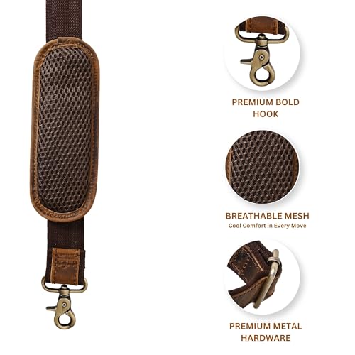 Autentico Leather Autentico Premium Tan Leather Travel Bag Strap Adjustable Replacement Shoulder Strap Extra Wide Padded Design for Weekenders, Carry-Ons, Duffels Genuine Leather Comfort (Distress Brown) - Image 2