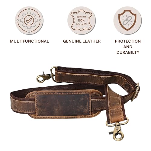 Autentico Leather Autentico Premium Tan Leather Travel Bag Strap Adjustable Replacement Shoulder Strap Extra Wide Padded Design for Weekenders, Carry-Ons, Duffels Genuine Leather Comfort (Distress Brown) - Image 3