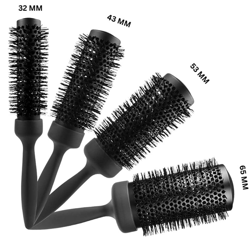 FOLELLO Professional Round Hair Brush Ceramic Coated Metal Barrel Brushes for Smoothing Curling Straightening Heat resistant Blow Dry Hair Brush for Men Women 32MM - Image 2