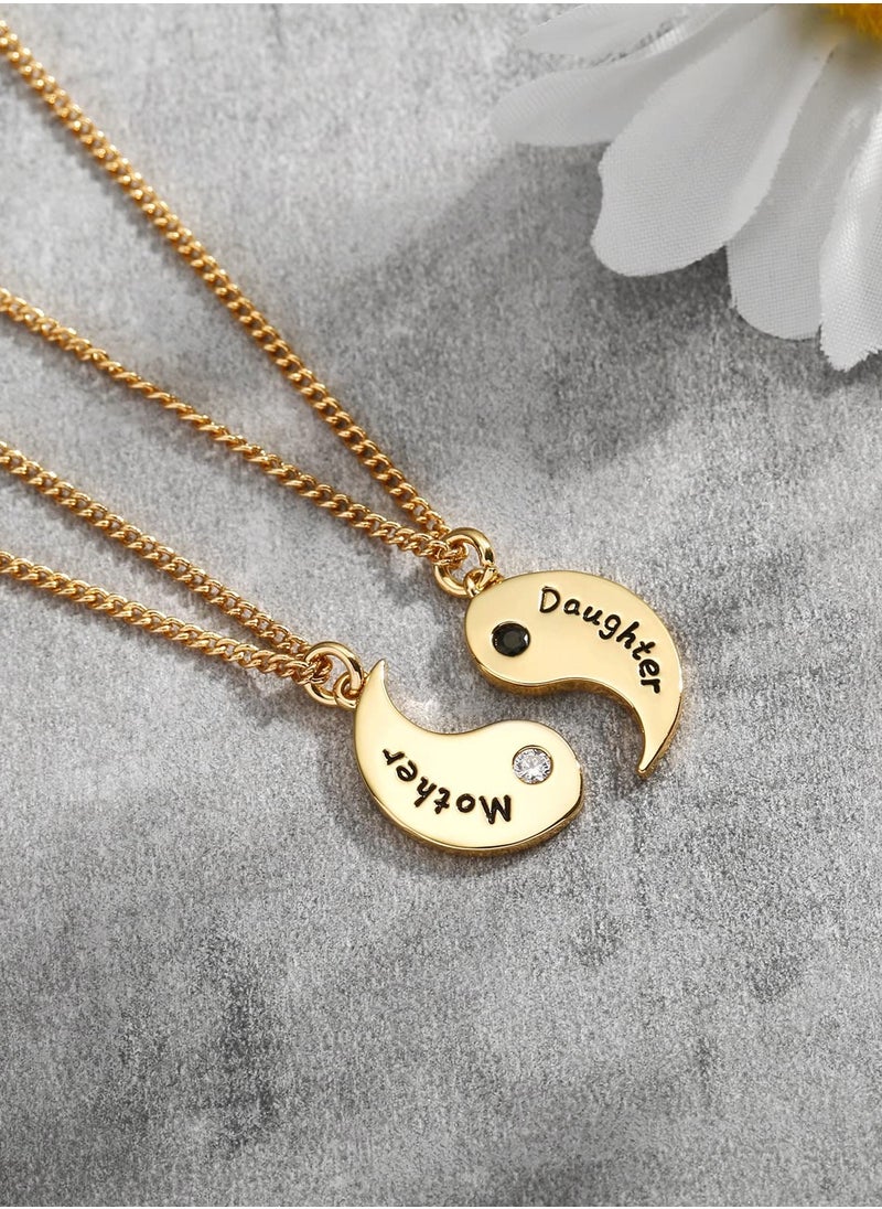SYOSI - 2 Pack Mother-Daughter Alphabet Necklace Set Splicing Yin Yang Pendant Necklace Creative Shape Suitable as Birthday/Festival/Mother's Day Gift - Image 1