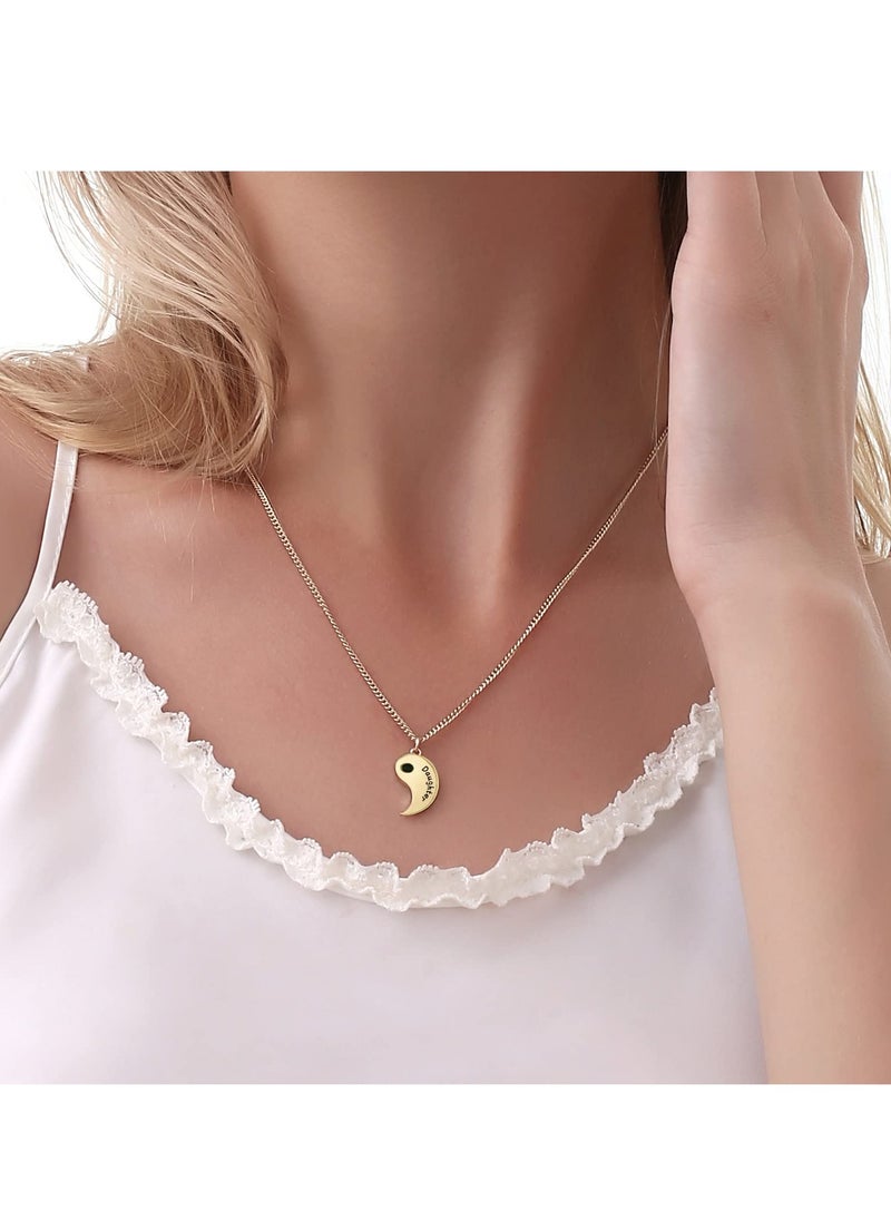 SYOSI - 2 Pack Mother-Daughter Alphabet Necklace Set Splicing Yin Yang Pendant Necklace Creative Shape Suitable as Birthday/Festival/Mother's Day Gift - Image 1
