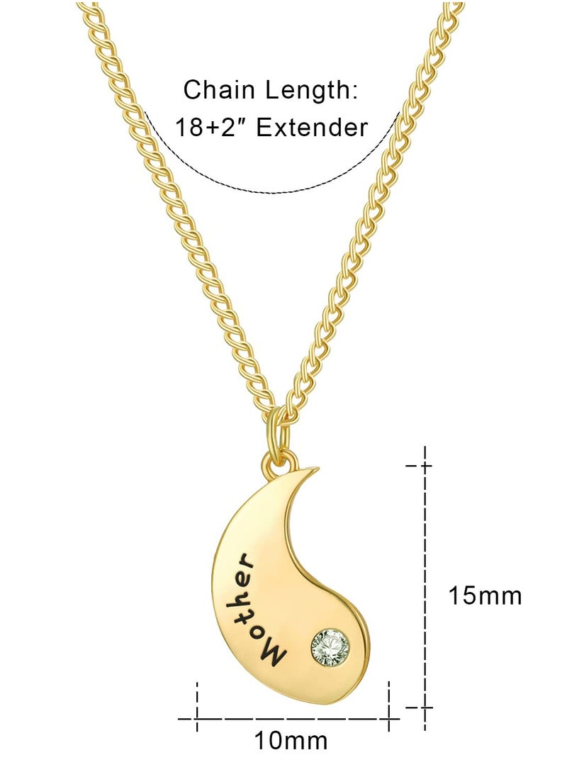 SYOSI - 2 Pack Mother-Daughter Alphabet Necklace Set Splicing Yin Yang Pendant Necklace Creative Shape Suitable as Birthday/Festival/Mother's Day Gift - Image 1