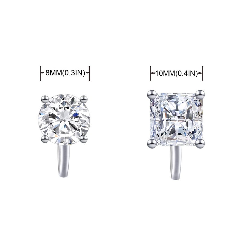 YOQUCOL 2 Pairs Clip On Earrings 8MM Cubic Zirconia Crystal Non Pierced Clip On Stud Earrings For Women - Image 2