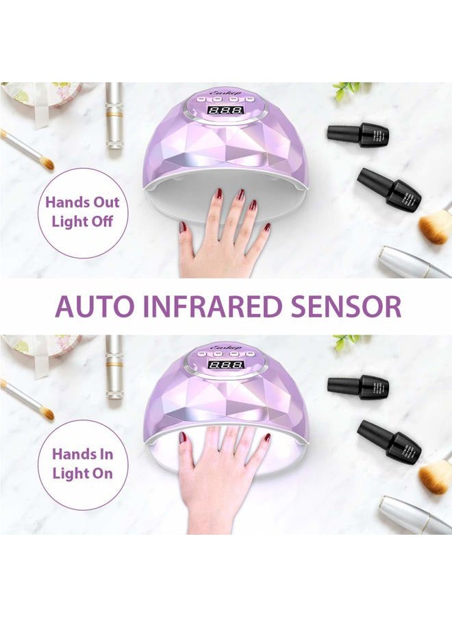 Easkep UV Light for Nails Lamp - 86W UV LED Nail Lamp Gel Nail Polish Curing Dryer for Salon 4 Timer Setting Auto Sensor Machine (Taro) - Image 5
