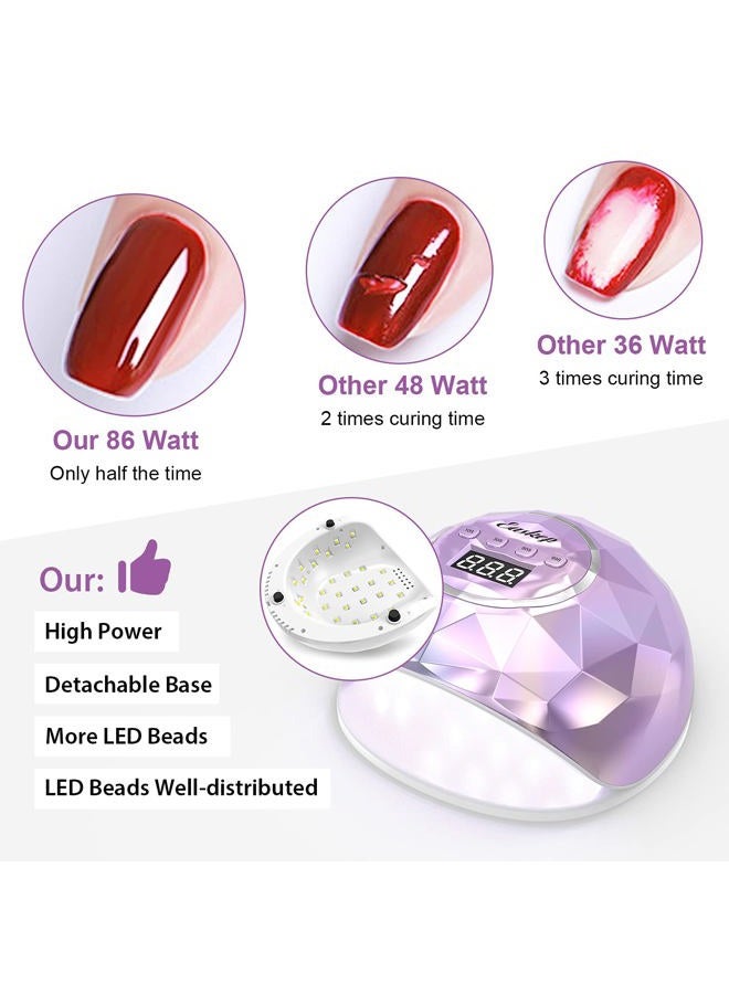 Easkep UV Light for Nails Lamp - 86W UV LED Nail Lamp Gel Nail Polish Curing Dryer for Salon 4 Timer Setting Auto Sensor Machine (Taro) - Image 2
