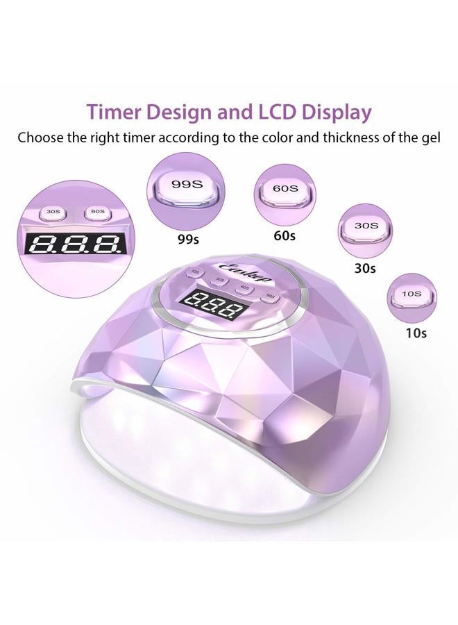Easkep UV Light for Nails Lamp - 86W UV LED Nail Lamp Gel Nail Polish Curing Dryer for Salon 4 Timer Setting Auto Sensor Machine (Taro) - Image 4