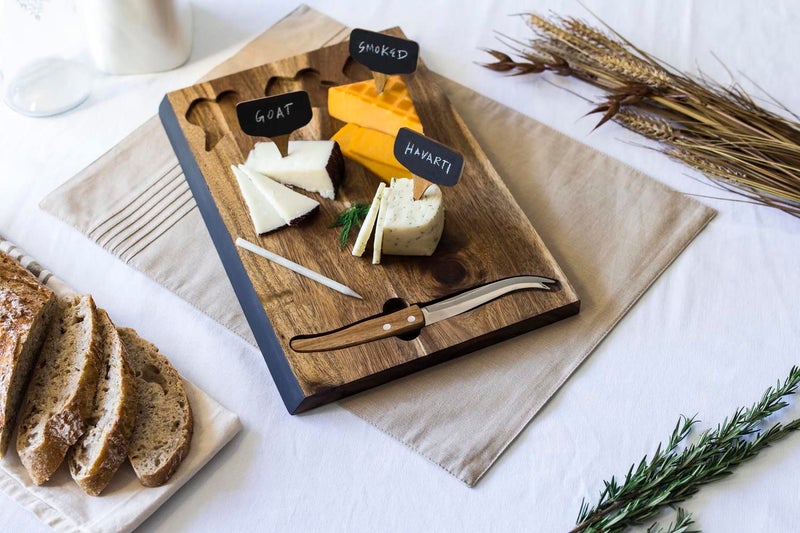 PICNIC TIME NCAA Alabama Crimson Tide Delio Cheese Board and Knife Set - Charcuterie Board Set - Acacia Wood Cutting Board with Cheese Knife and Markers - Image 3