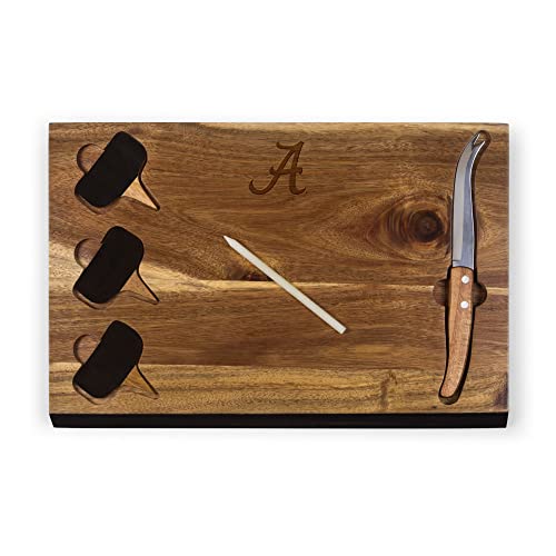 PICNIC TIME NCAA Alabama Crimson Tide Delio Cheese Board and Knife Set - Charcuterie Board Set - Acacia Wood Cutting Board with Cheese Knife and Markers - Image 1