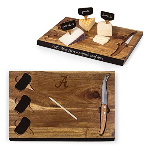 PICNIC TIME NCAA Alabama Crimson Tide Delio Cheese Board and Knife Set - Charcuterie Board Set - Acacia Wood Cutting Board with Cheese Knife and Markers - Image 5