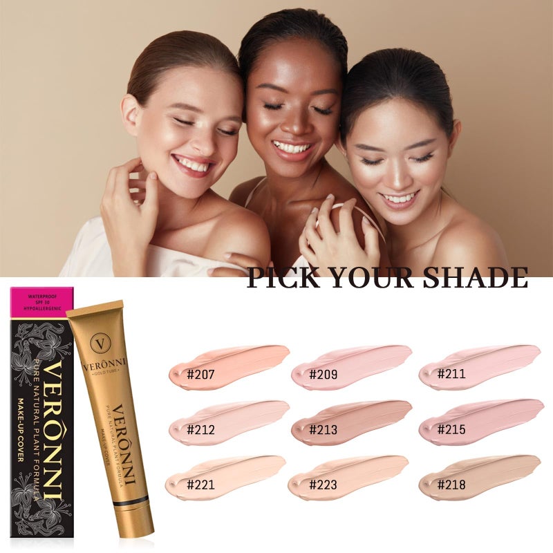 VERONNI Full Coverage Maekup Cover Concealer Tattoo Cover Up Waterproof Foundation Amazing Scar Make Up Concealer SPF 30 1.1OZ/30g (215) - Image 4