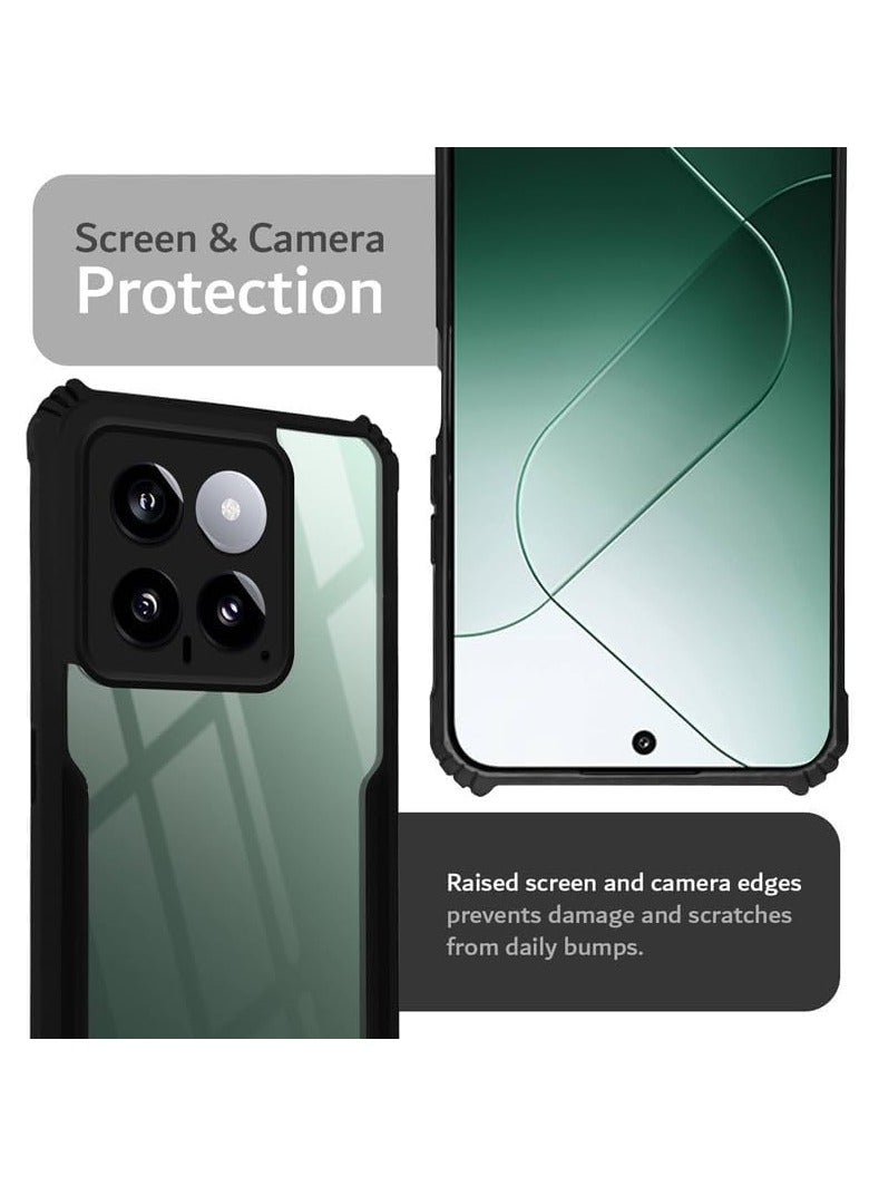 Xiaomi Mi 14T 5G Clear Case Hard PC Back Cover with Shockproof TPU Black Border 360 Degree Impact Resistant non-Yellowing Transparent Cover For Xiaomi 14T 5G - Image 2