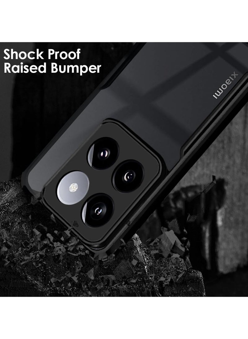 Xiaomi Mi 14T 5G Clear Case Hard PC Back Cover with Shockproof TPU Black Border 360 Degree Impact Resistant non-Yellowing Transparent Cover For Xiaomi 14T 5G - Image 4