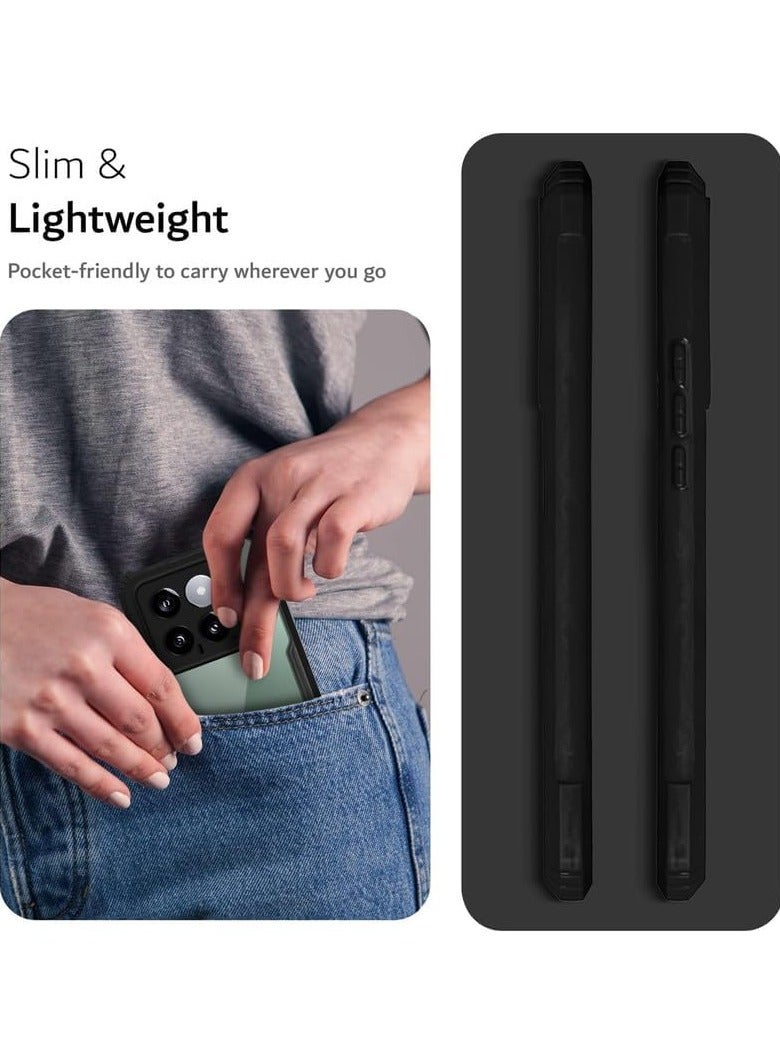Xiaomi Mi 14T 5G Clear Case Hard PC Back Cover with Shockproof TPU Black Border 360 Degree Impact Resistant non-Yellowing Transparent Cover For Xiaomi 14T 5G - Image 5