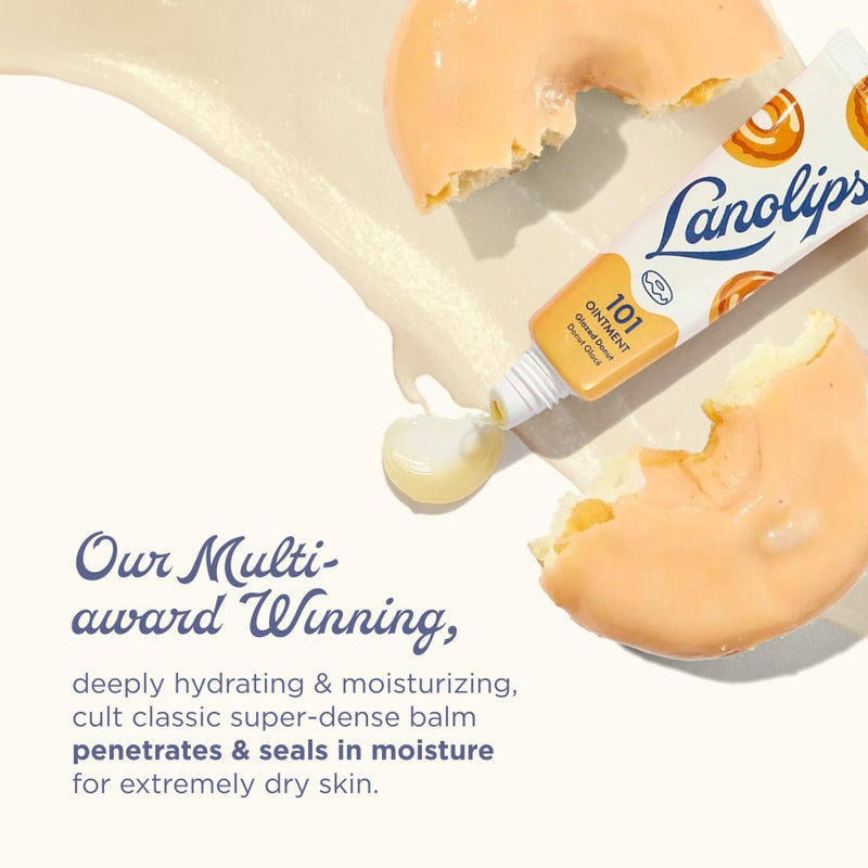 Lanolips Lanolin 101 Multipurpose Ointment - Lanolin Lip Balm & Healing Ointment for Skin Barrier Repair - Moisturizer for Dry Lips, Cuticles & Elbows - No Petroleum Formula - Glazed Donut (0.35 oz) - Image 2