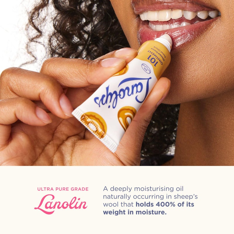Lanolips Lanolin 101 Multipurpose Ointment - Lanolin Lip Balm & Healing Ointment for Skin Barrier Repair - Moisturizer for Dry Lips, Cuticles & Elbows - No Petroleum Formula - Glazed Donut (0.35 oz) - Image 3