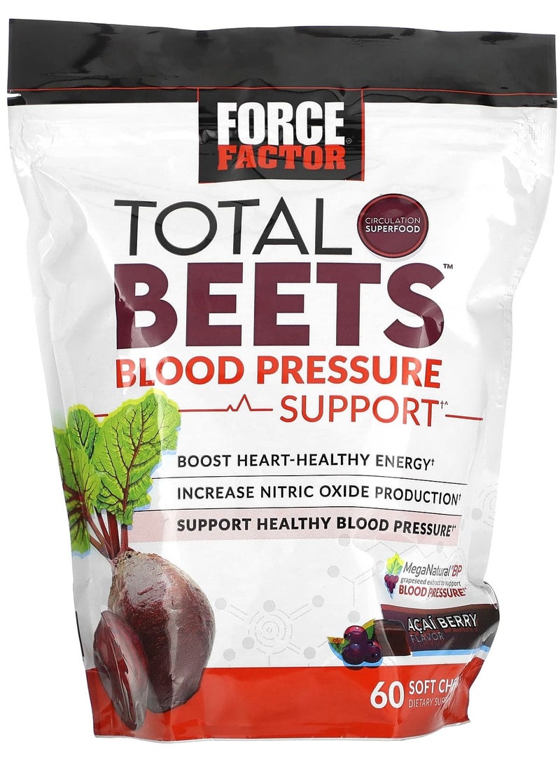 Force Factor Total Beets Blood Pressure Support Acai Berry 60 Soft Chews