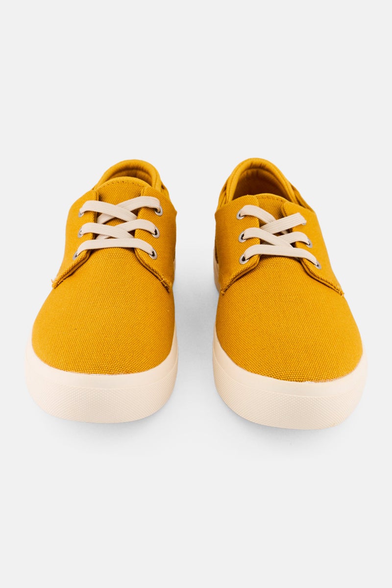 Sun Stone Men Medium Kiva Lace Up Denim Shoes, Mustard - Image 4