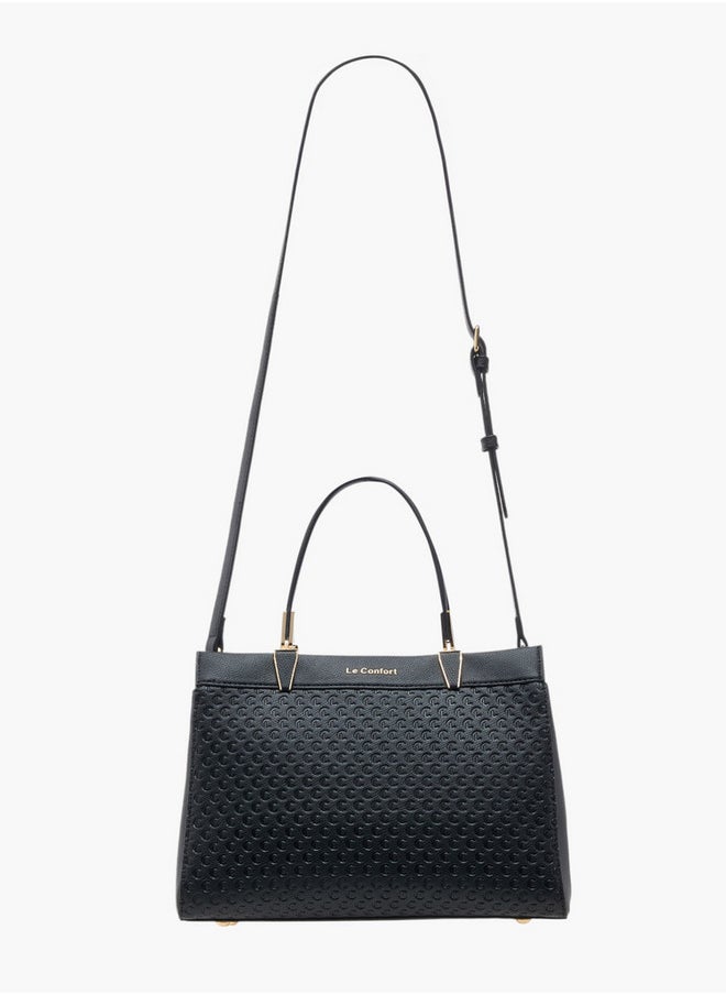 Le Confort Monogram Embossed Tote Bag with Detachable Strap and Zip Closure  - Image 2