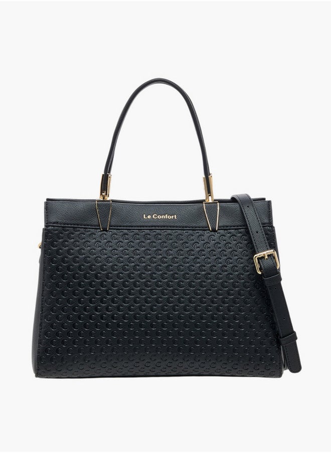 Le Confort Monogram Embossed Tote Bag with Detachable Strap and Zip Closure  - Image 1