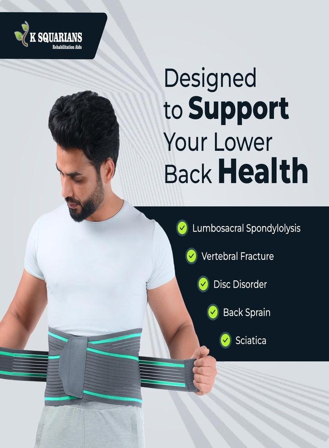 K SQUARIANS Back Belt for Pain Relief | Adjustable Dual Strap Waist Belt with Soft Cushioning | Lower Back Support for Men and Women Comfortable Waist Belt Large (40-46") - Image 2