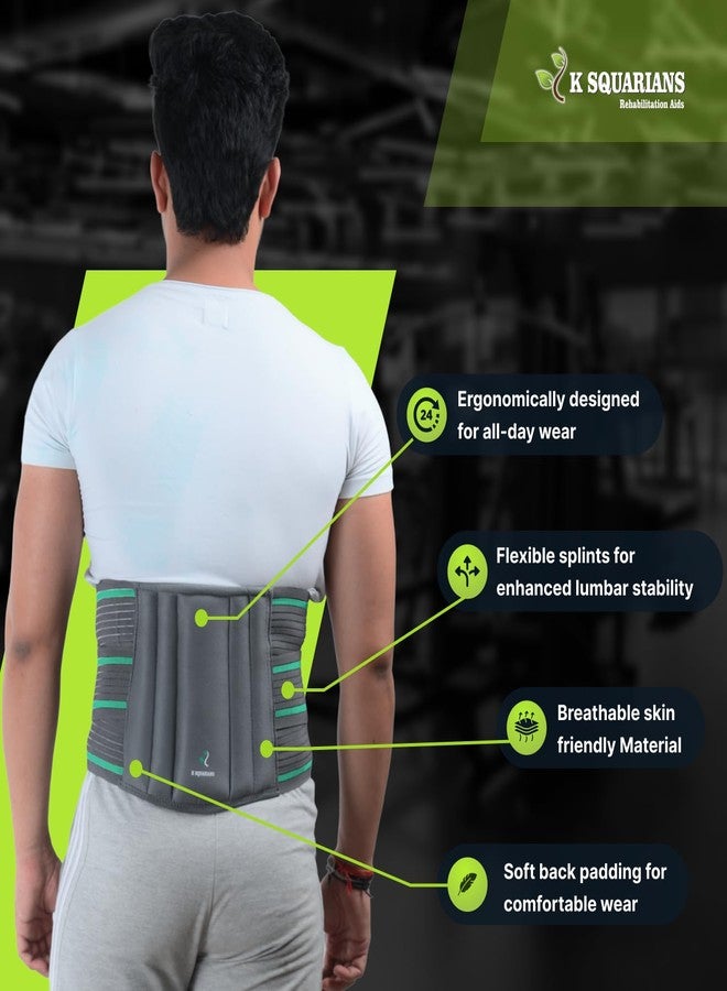 K SQUARIANS Back Belt for Pain Relief | Adjustable Dual Strap Waist Belt with Soft Cushioning | Lower Back Support for Men and Women Comfortable Waist Belt Large (40-46") - Image 3